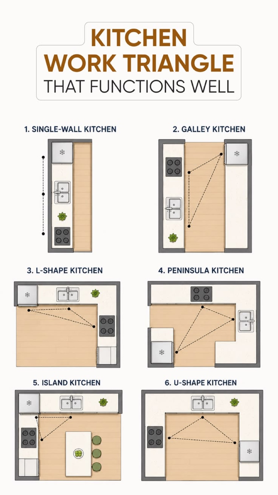 Figure: Kitchen Work Triangle Layouts
