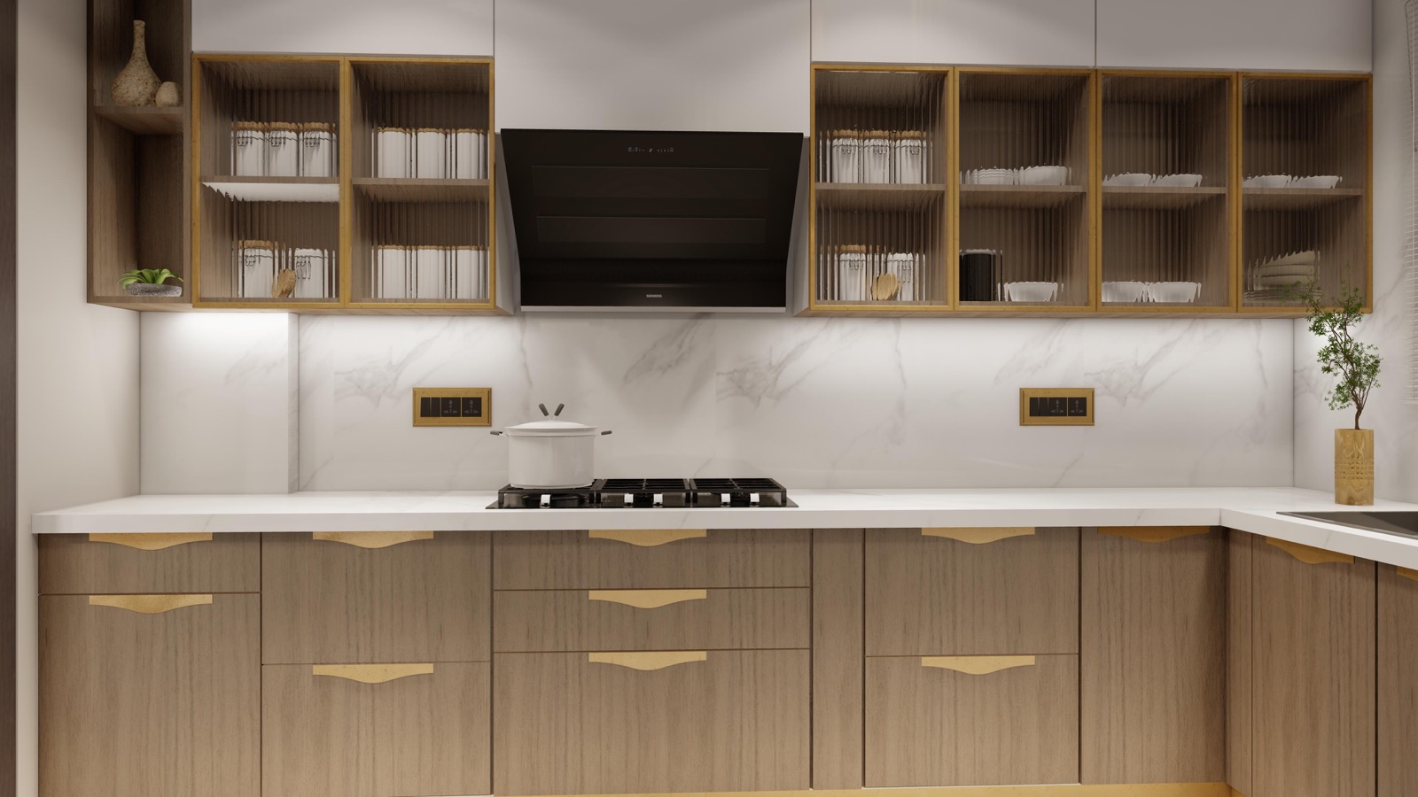 South-east corner modular kitchen with vastu layout